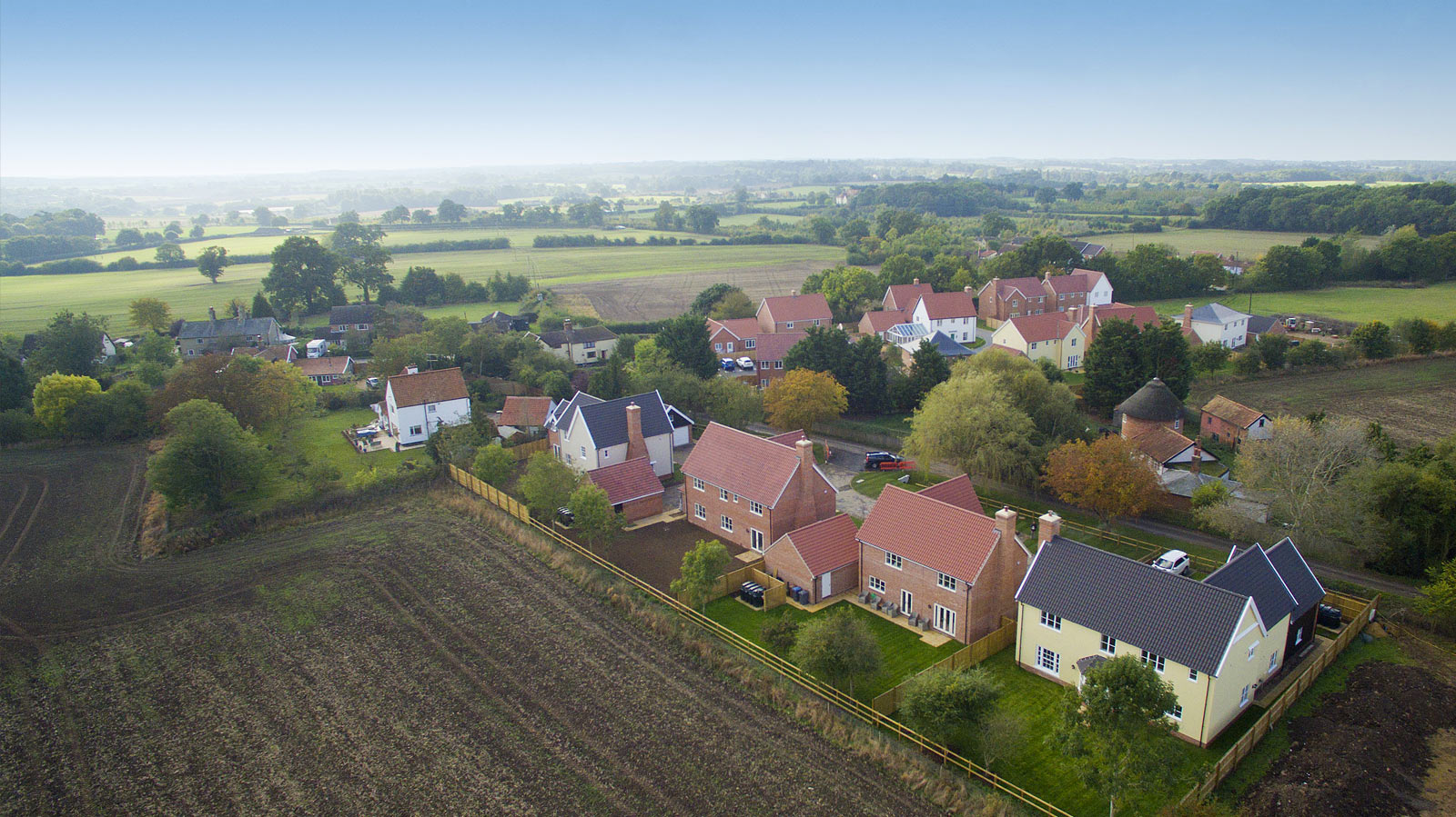 Aerial photograph of a new development in Suffolk