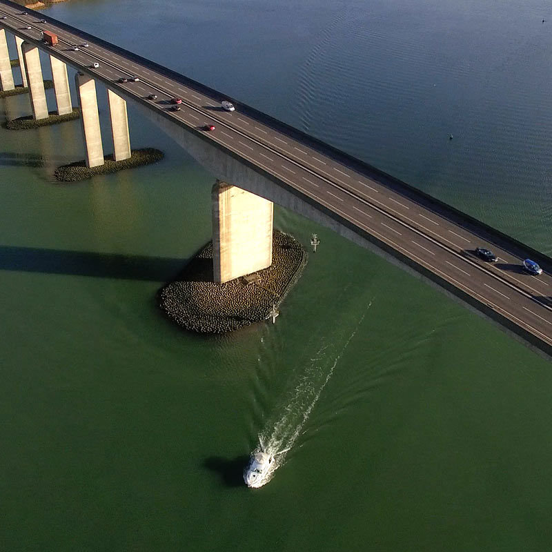 Aerial photography of the Orwell Bridge, UK