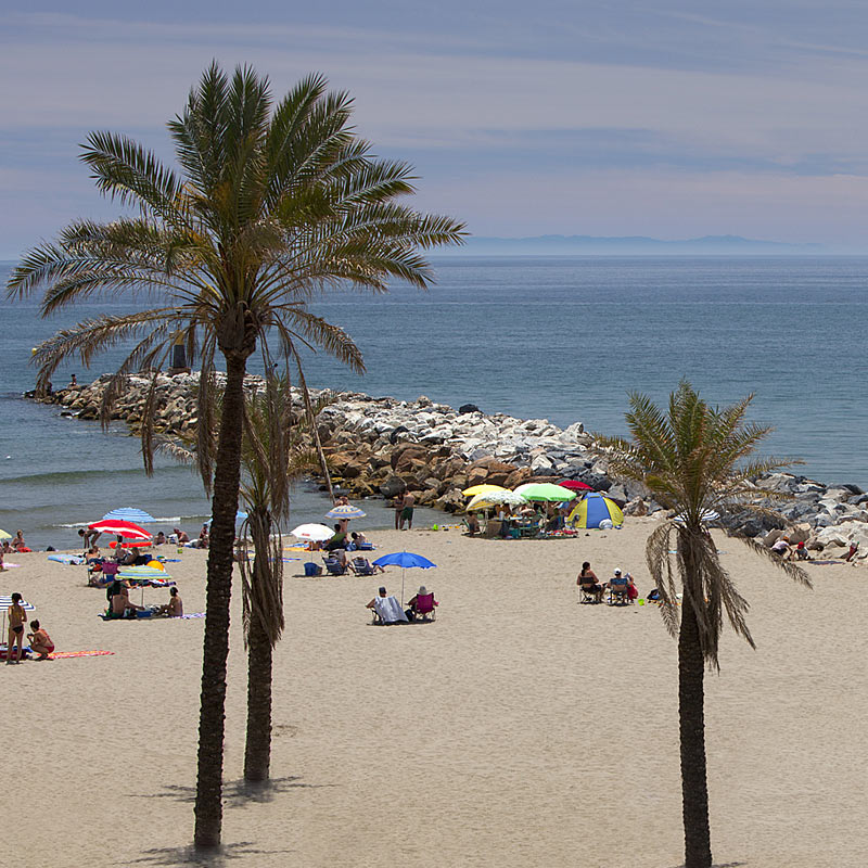 Aerial photography of mediterranean holiday resort beach