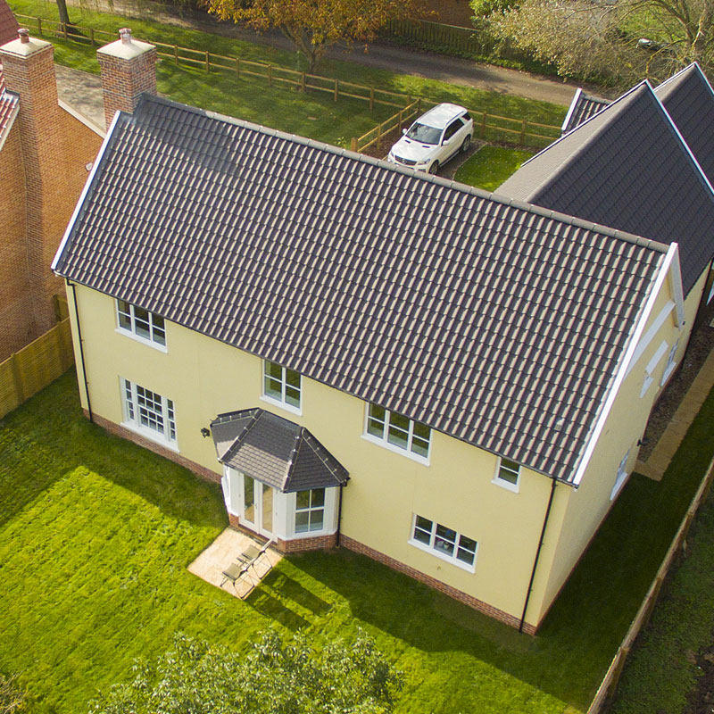 Aerial photography of a new build housing development in Suffolk