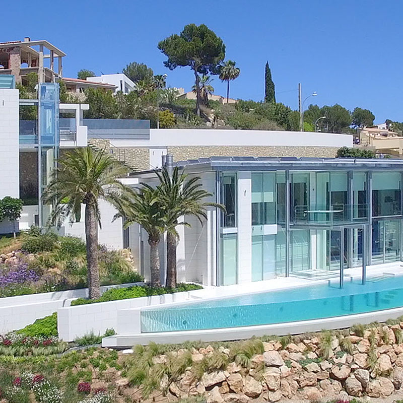 Aerial photograph of a luxury holiday home on the coast