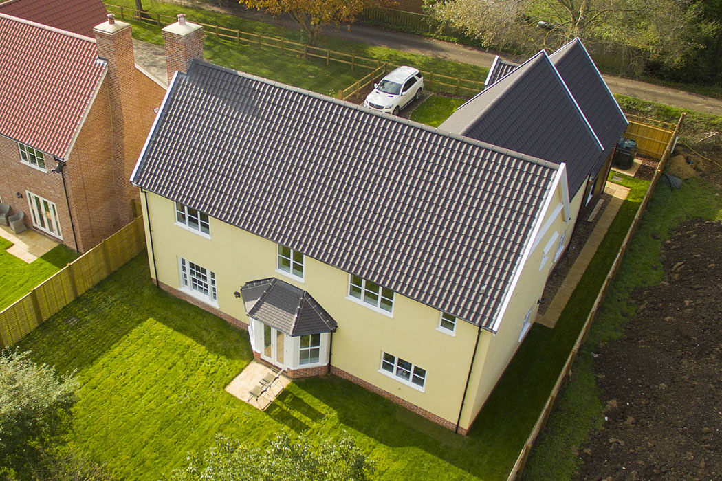 Aerial photography of a newly built house