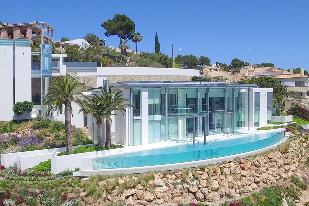 Aerial photography of a luxury holiday home on the coast