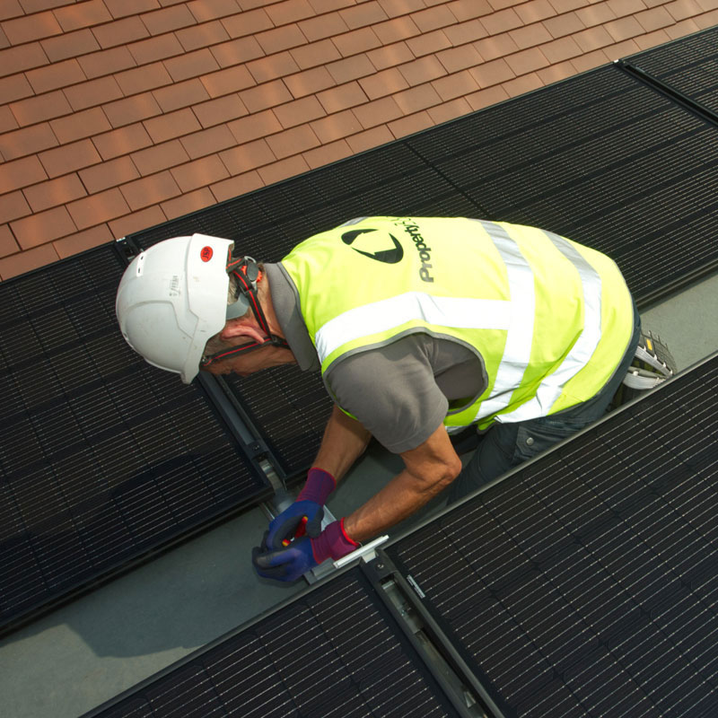 Aerial photography of solar panel installation